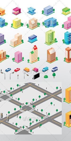 Vector Map Of City Detailed Buildings And Streets, Vectors | GraphicRiver