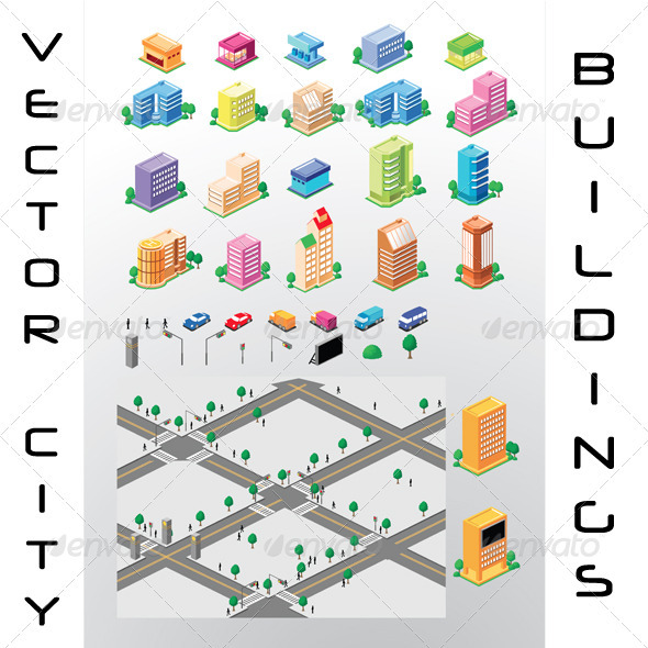 Vector Map Of City Detailed Buildings And Streets, Vectors | GraphicRiver