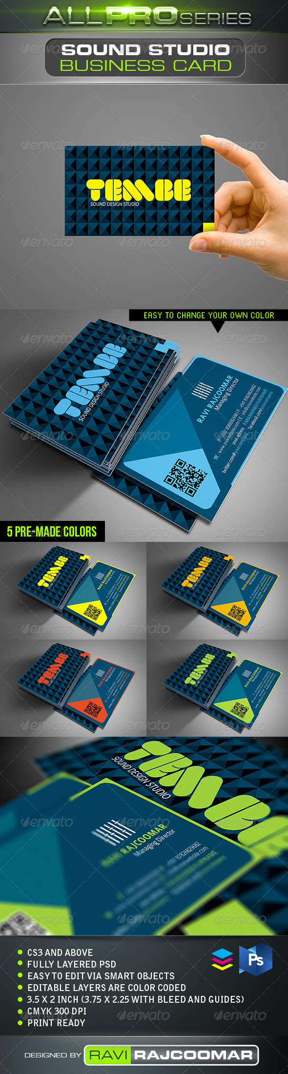 Sound Studio Business Card, Print Templates | GraphicRiver