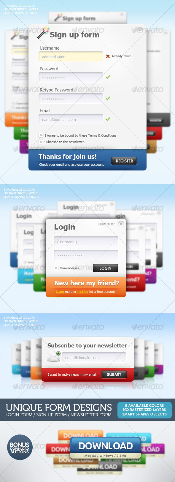 Unique Form Designs, Web Elements | GraphicRiver