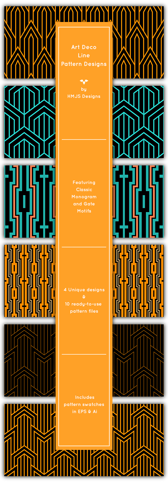 Art Deco Line Patterns, Add-ons | GraphicRiver