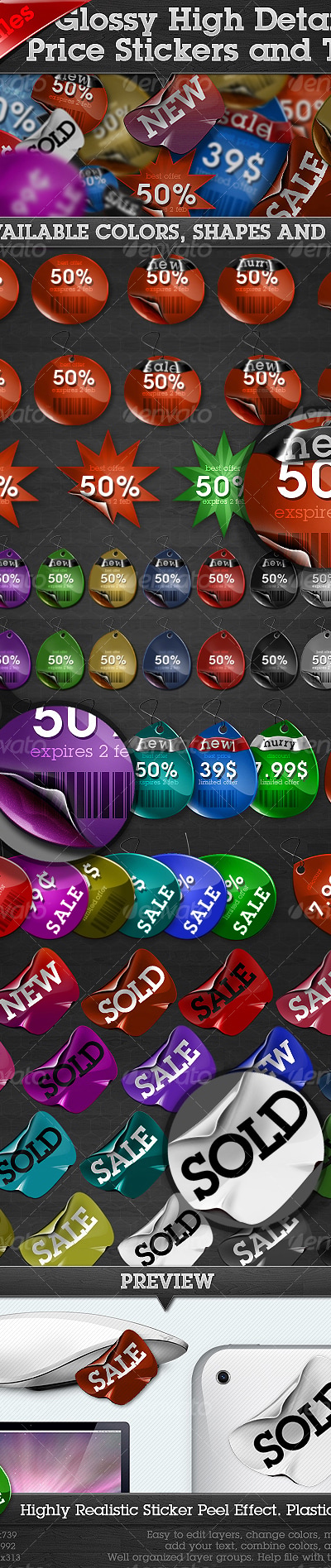 Glossy High Detailed Price Stickers and Tags, Web Elements | GraphicRiver