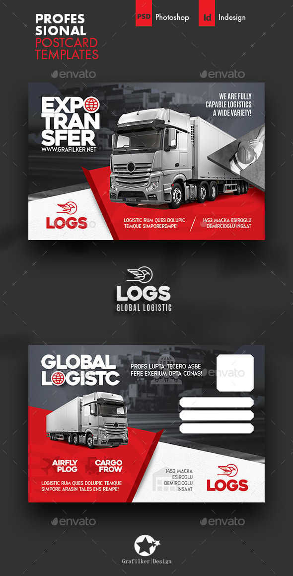 Logistics Postcard Templates, Print Templates | GraphicRiver