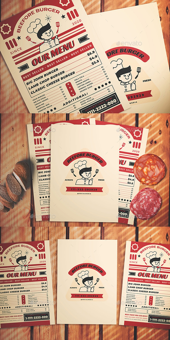 Retro Menu, Print Templates | GraphicRiver