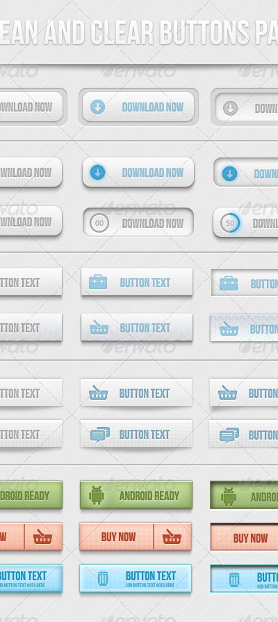 Clean And Clear Buttons Pack, Web Elements | GraphicRiver