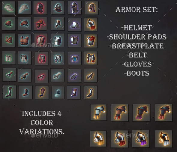 Armor Icons, Game Assets | GraphicRiver