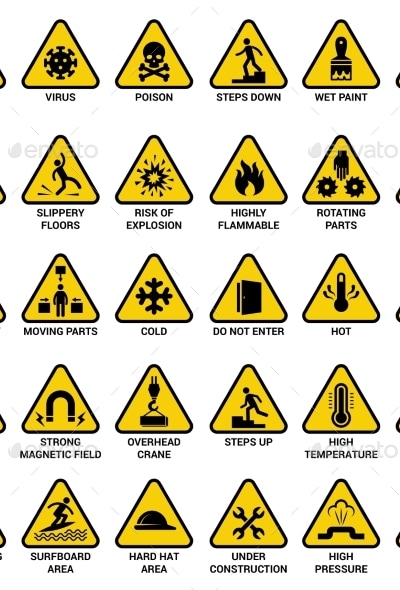 Triangle Warning Signs, Vectors | GraphicRiver