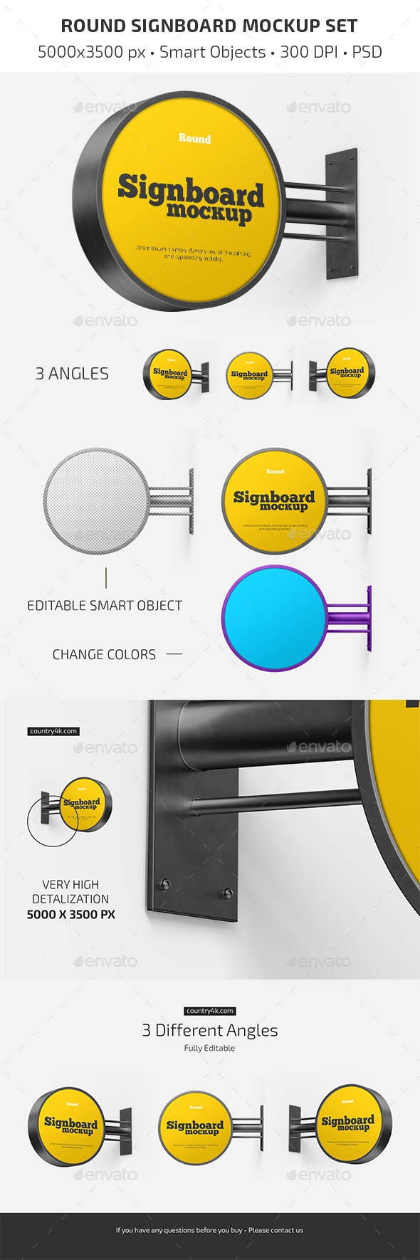 Round Signboard Mockup Set, Graphics | GraphicRiver