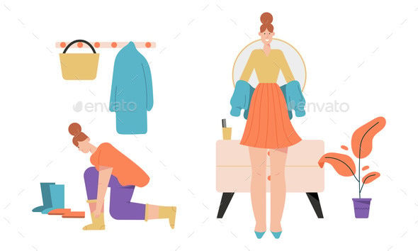 woman dressed and undressed Vector Detailed Character Stock Vector (Royalty Free) 404999050 Female naval officer getting dressed