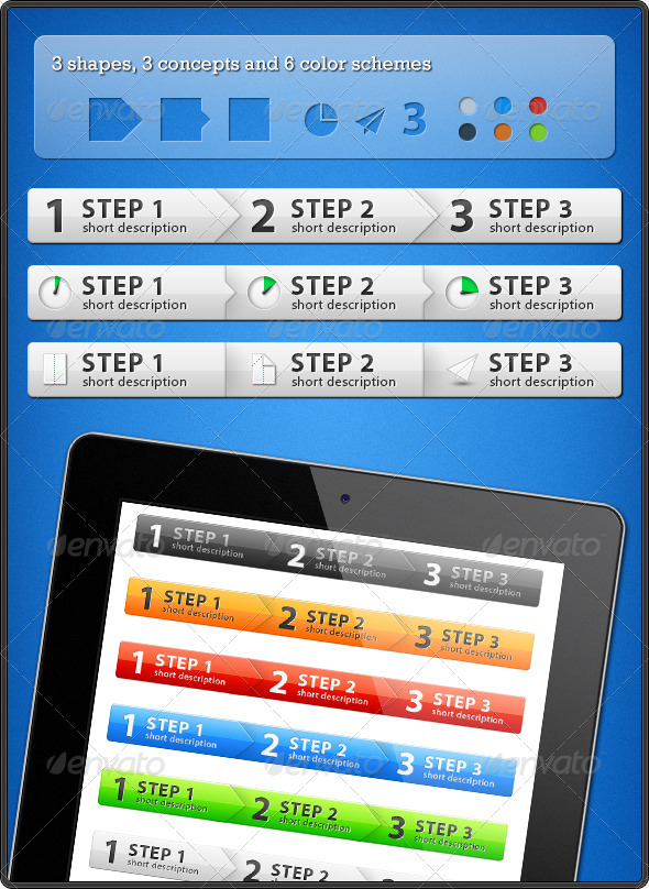 Step Process Panels, Web Elements | GraphicRiver