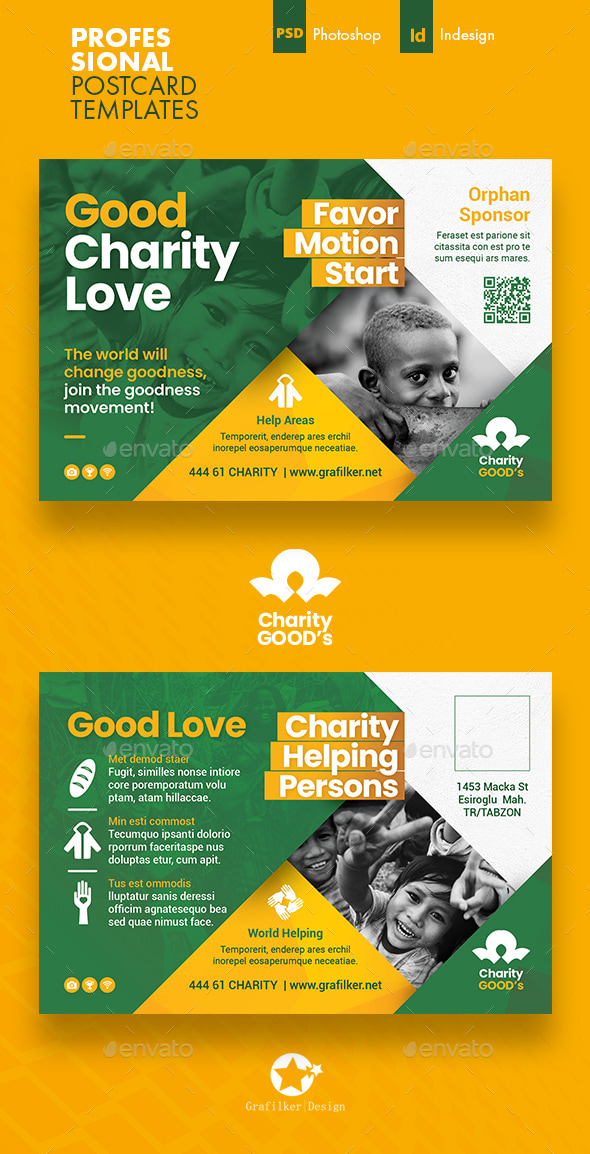 Charity Postcard Templates, Print Templates | GraphicRiver