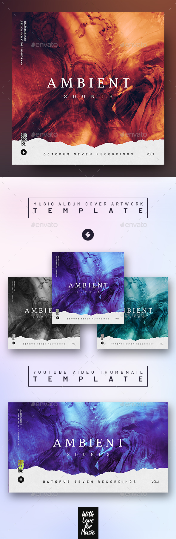 Ambient Sounds – Music Album Cover Artwork / Video Thumbnail Template ...