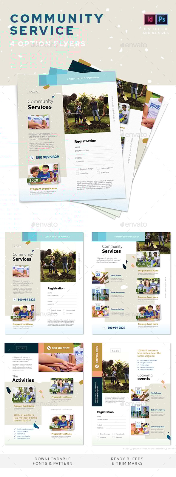 Community Service Flyers – 4 Options, Print Templates | GraphicRiver