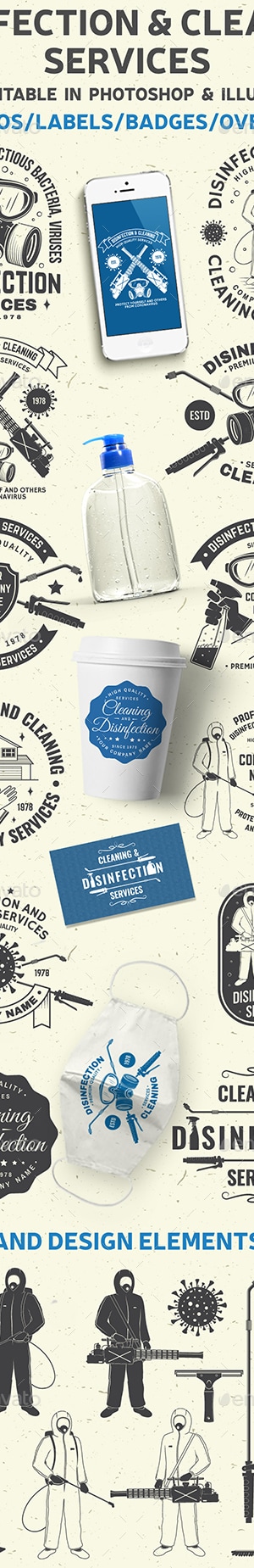 Disinfection and Cleaning, Web Elements | GraphicRiver