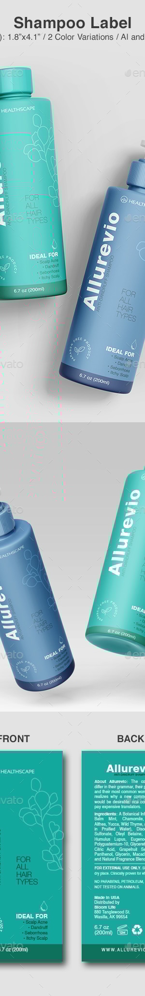 Shampoo Label Template, Print Templates | GraphicRiver