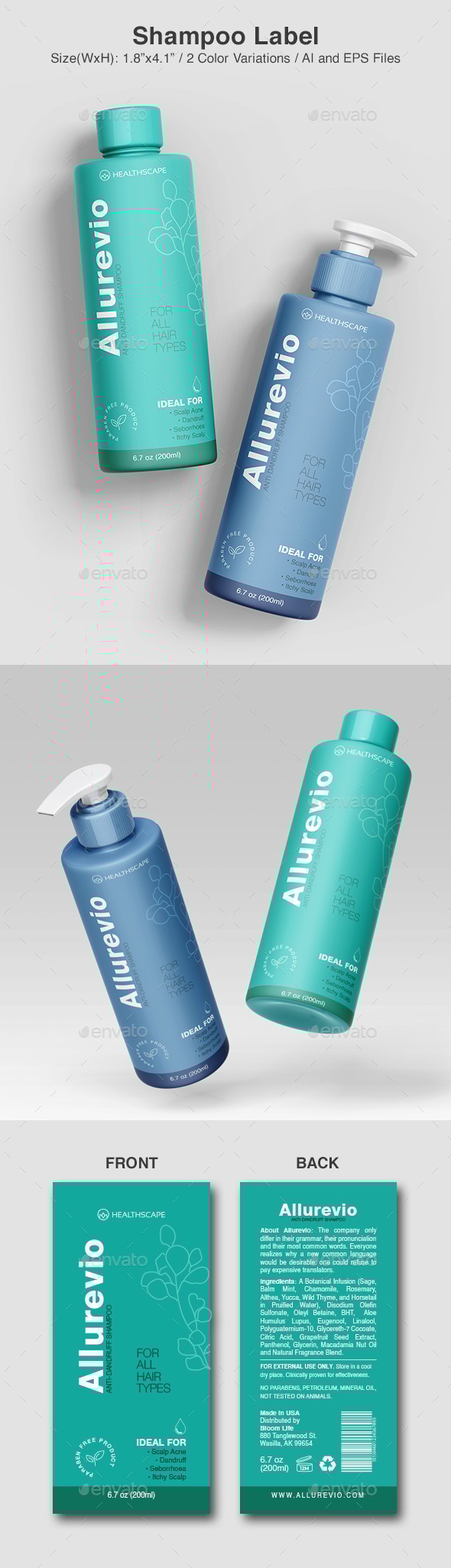 Shampoo Label Template, Print Templates | GraphicRiver