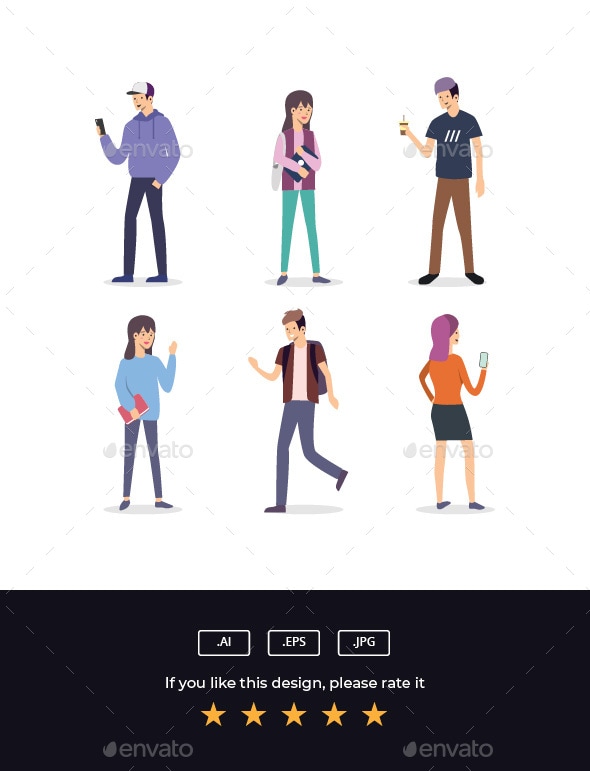 Set of Students Vector Illustration, Vectors | GraphicRiver