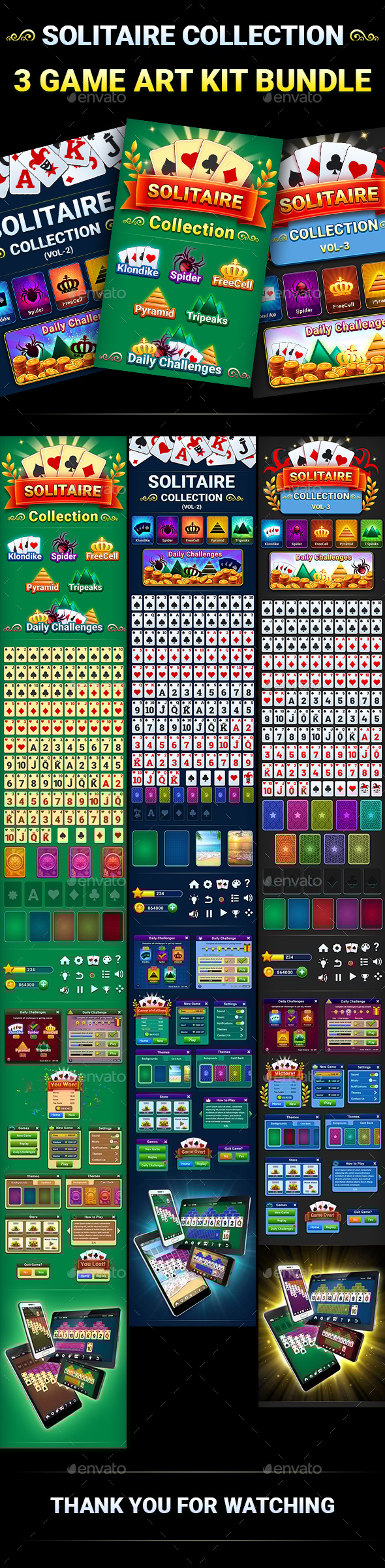 Solitaire Collection (3 Game Kit Bundle), Game Assets | GraphicRiver