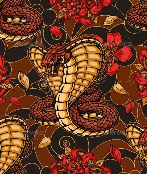 Japanese Pattern with Snake, Vectors | GraphicRiver