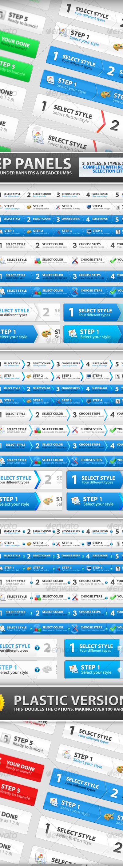Step Process Panels Mega Set – Over 100 Variations, Web Elements ...