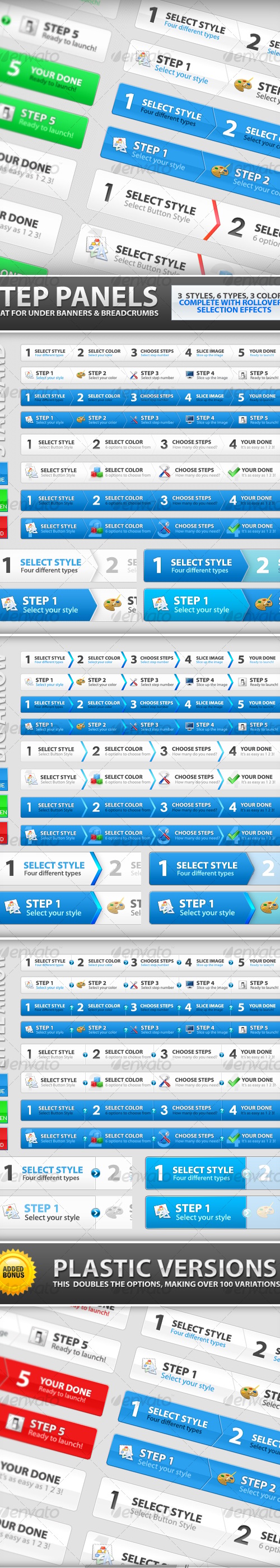 Step Process Panels Mega Set – Over 100 Variations, Web Elements ...