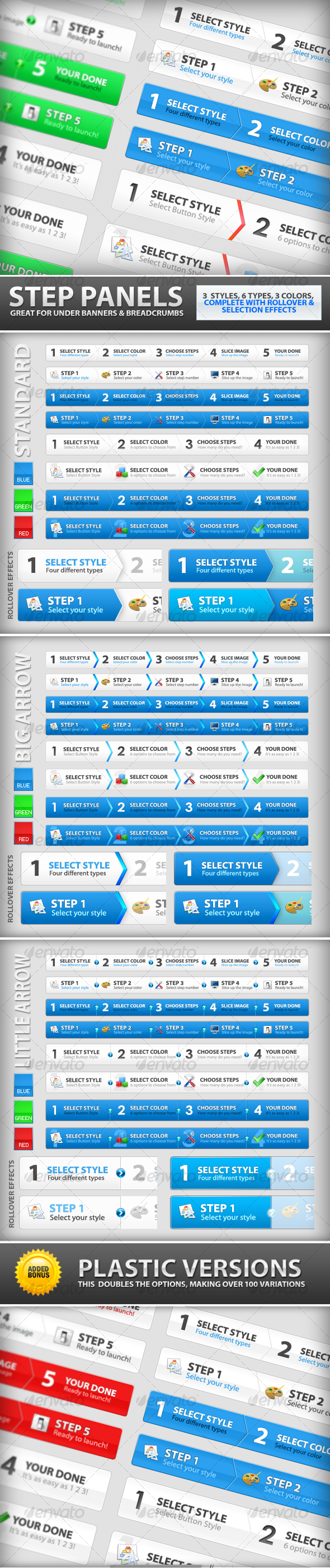 Step Process Panels Mega Set – Over 100 Variations, Web Elements ...