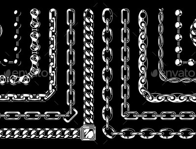 Vintage set of chains pattern brushes, Vectors | GraphicRiver