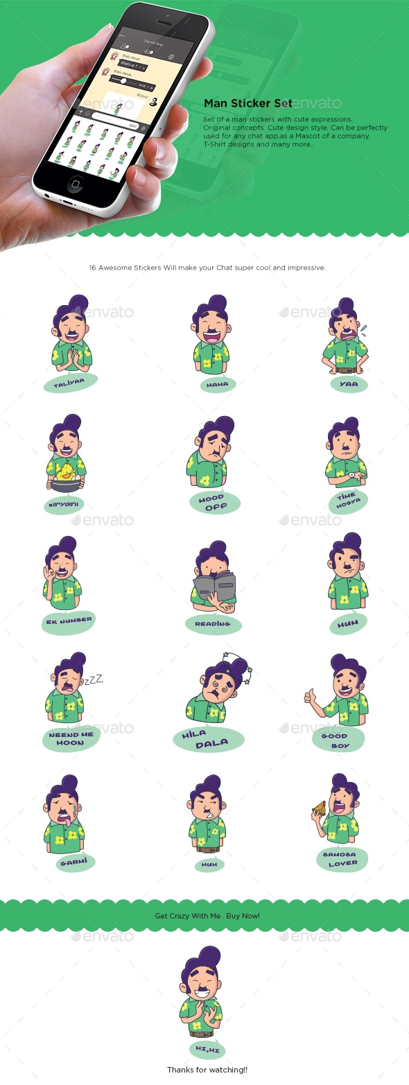 Man Sticker Set, Vectors | GraphicRiver