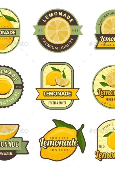 Lemon Labels, Vectors | GraphicRiver