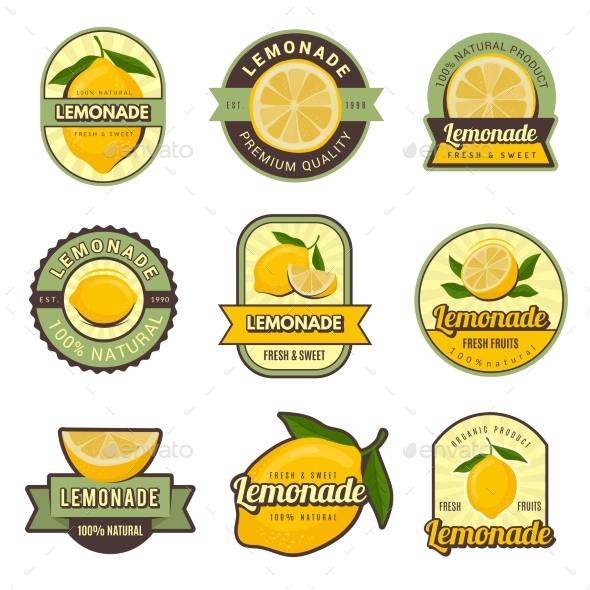 Lemon Labels, Vectors | GraphicRiver