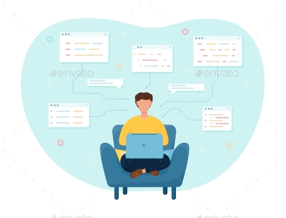 Male Programmer Working on Web Development, Vectors | GraphicRiver