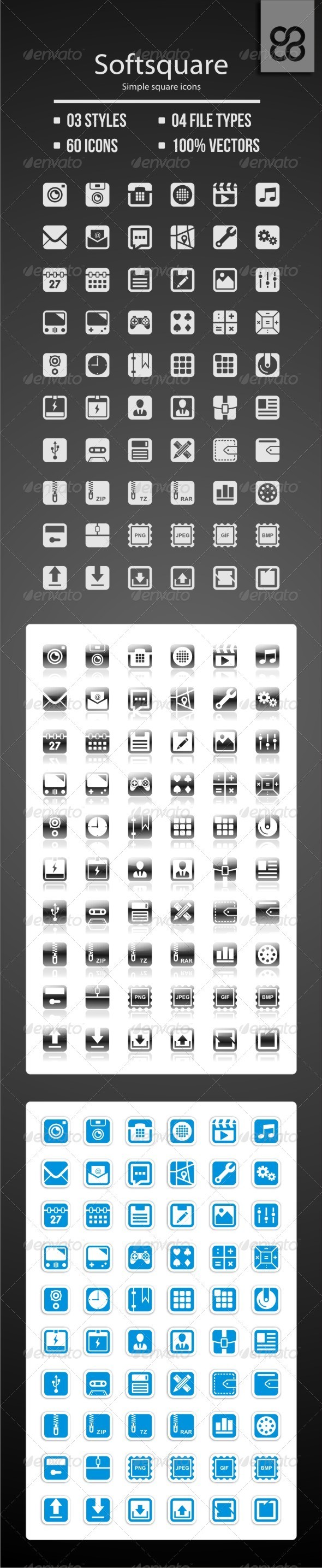 Softsquare - Simple Square Icons, Icons | GraphicRiver