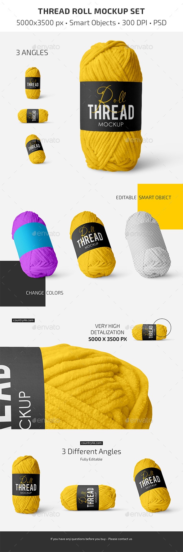 Thread Roll Mockup Set, Graphics | GraphicRiver