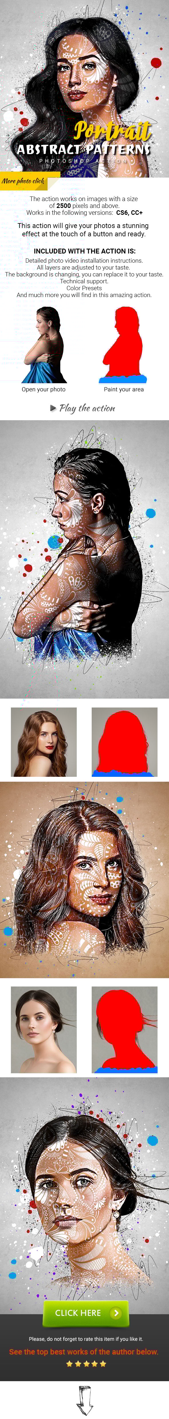 Abstract Patterns Portrait Photoshop Action - Photo Effects Actions