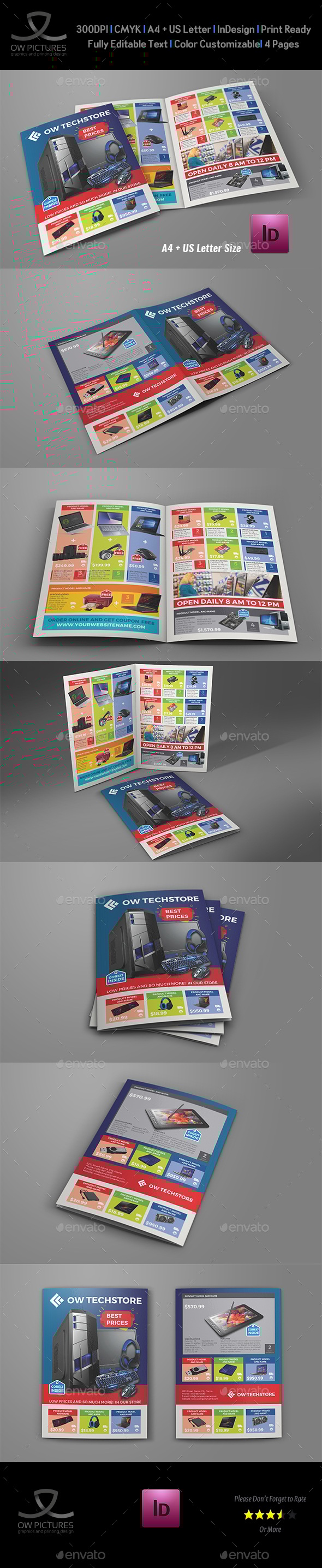 Computers and Electronics Products Catalog Bi-Fold Brochure Template ...