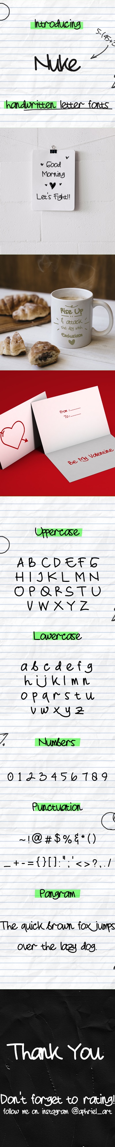 Nuke - Handwritten Letter Fonts, Fonts | GraphicRiver