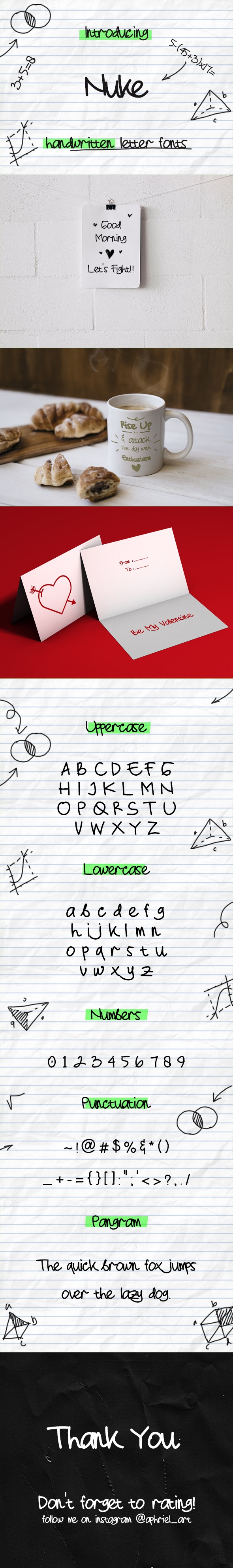 Nuke - Handwritten Letter Fonts, Fonts | GraphicRiver