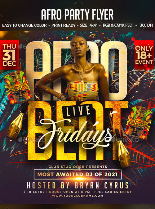 Afro Party Flyer, Print Templates | GraphicRiver