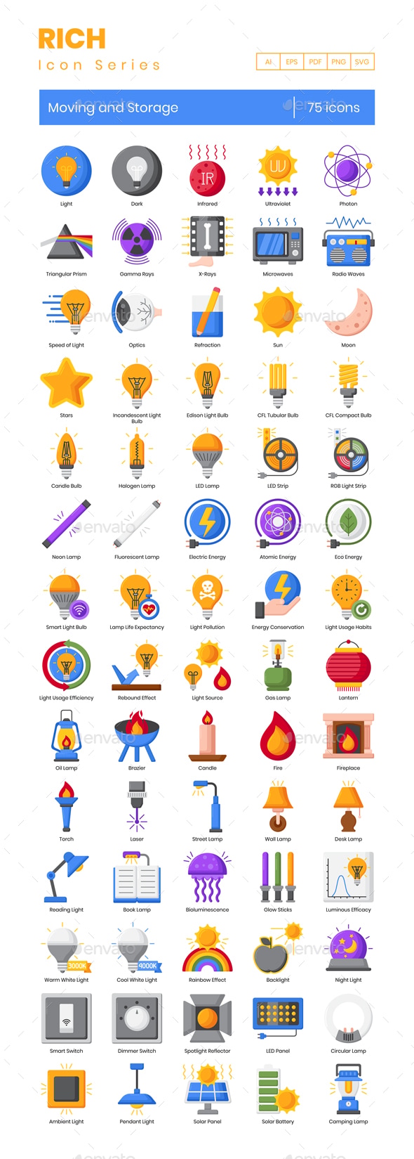 70 Lighting Icons, Icons | GraphicRiver