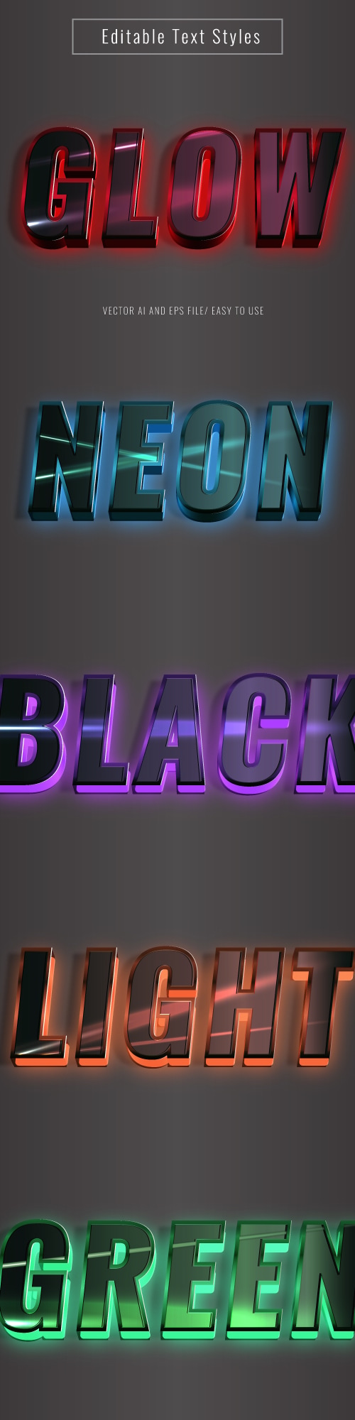 Neon Glow 3D Text Effect for Illustrator, Add-ons | GraphicRiver