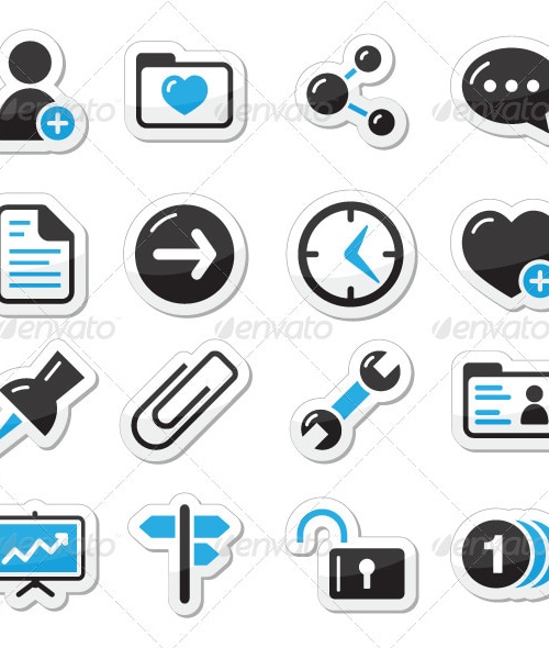 Internet, web icons as labels, Vectors | GraphicRiver