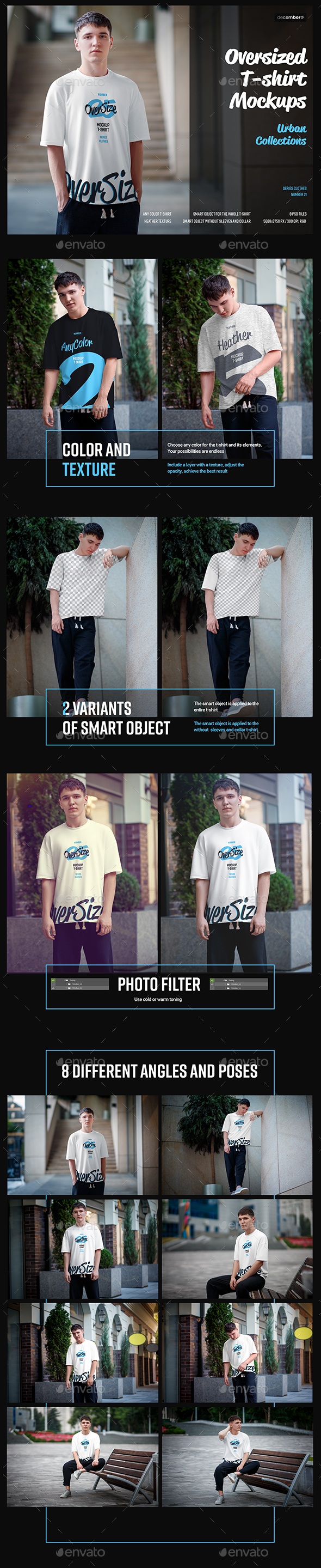 8 Oversized T-shirt Mockup. Urban Style, Graphics | GraphicRiver