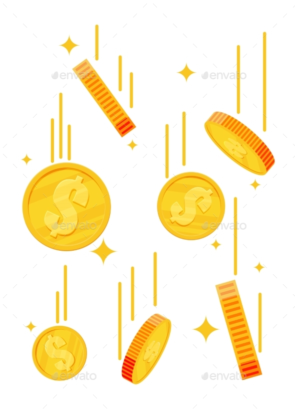 Falling Gold Coins, Vectors | GraphicRiver
