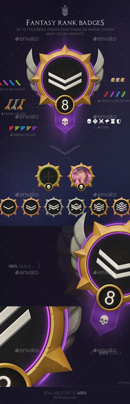 Fantasy Rank Badges, Game Assets | GraphicRiver