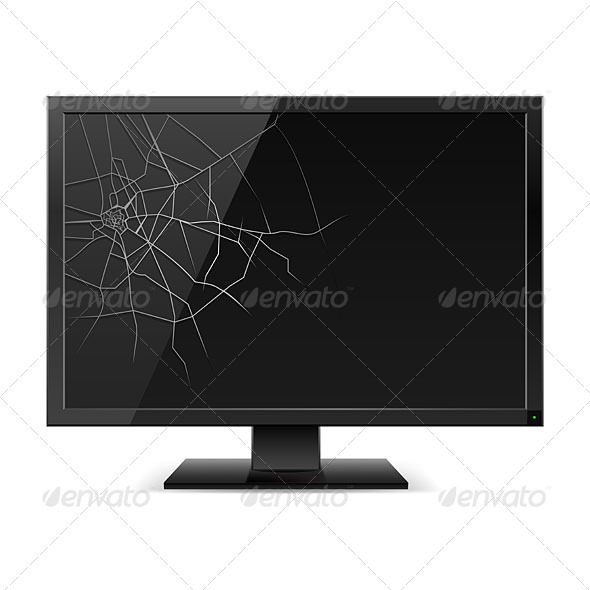Broken Black Monitor, Vectors | GraphicRiver