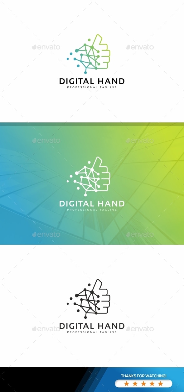 Digital Hand Logo, Logo Templates | GraphicRiver