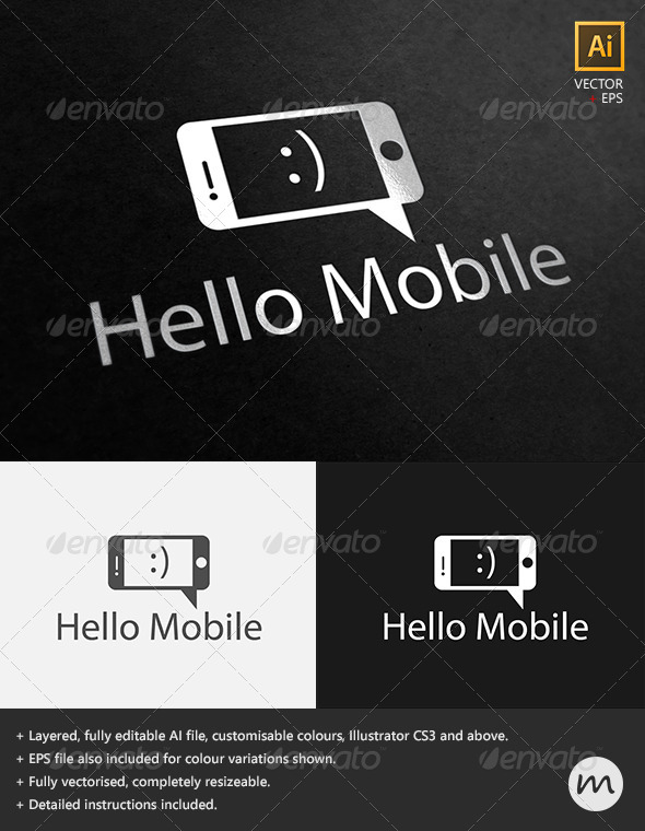 'Hello Mobile' Social Phone Logo Template, Logo Templates | GraphicRiver