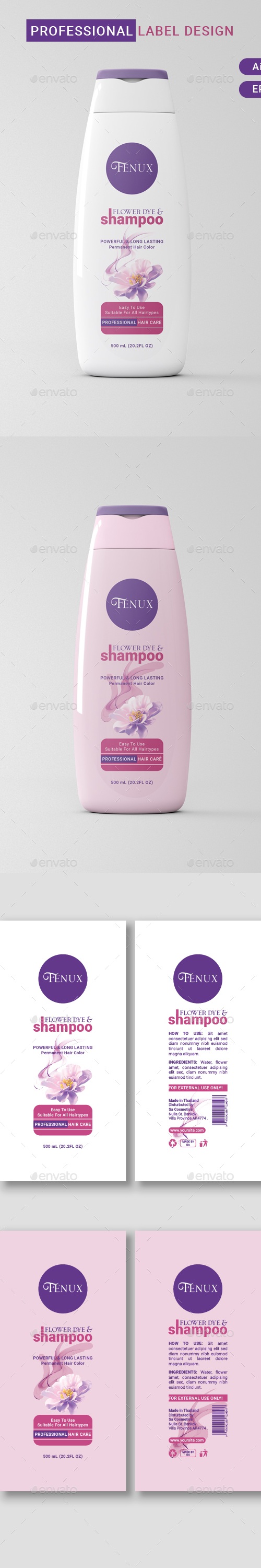 Shampoo Label Design, Print Templates | GraphicRiver
