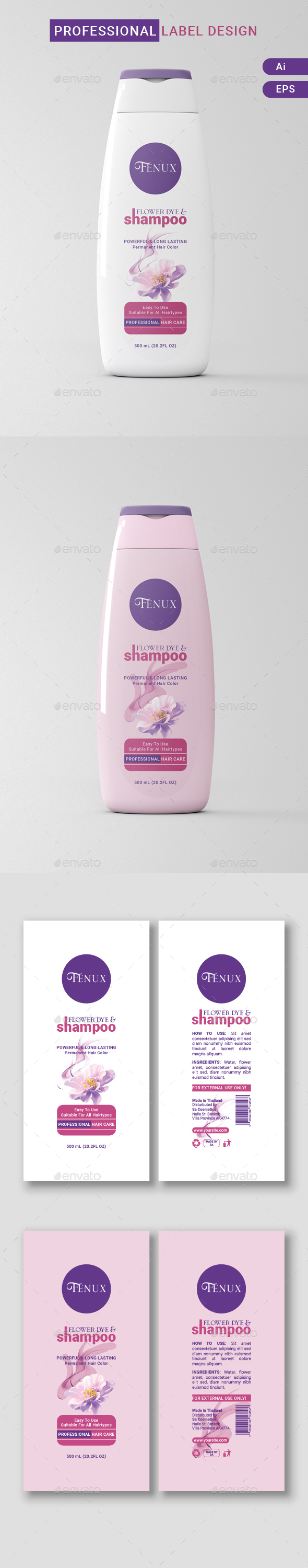 Shampoo Label Design, Print Templates | GraphicRiver
