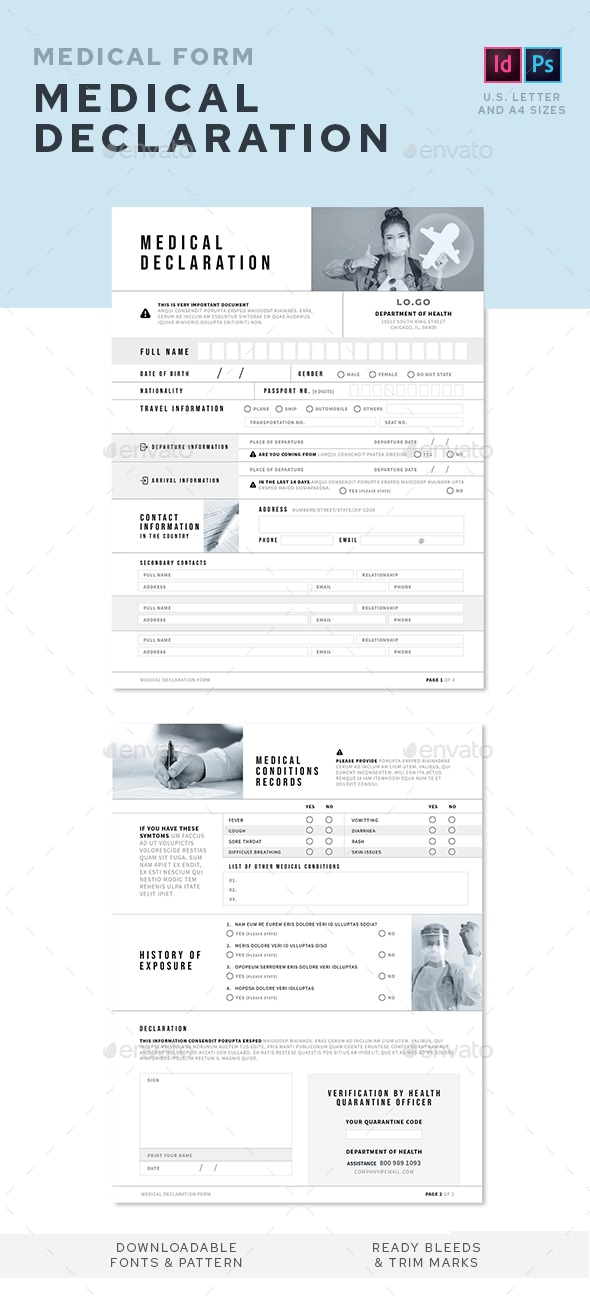 Medical Declaration Form 02, Print Templates | GraphicRiver